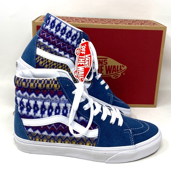 Vans Shoes - VANS Sk8-Hi Blue Multicolor Women's Suede Canvas Shoes Sneakers Size VN0A7Q5NBER